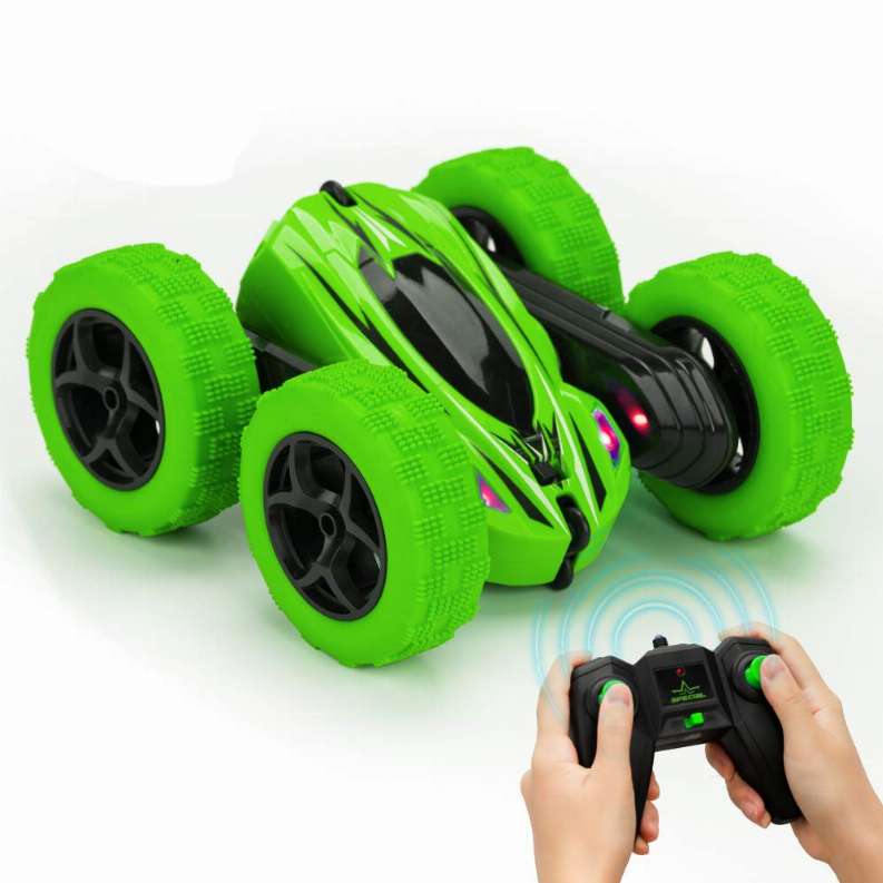 2.4 GHz flip car with rechargeable batteries and lights does stunts
