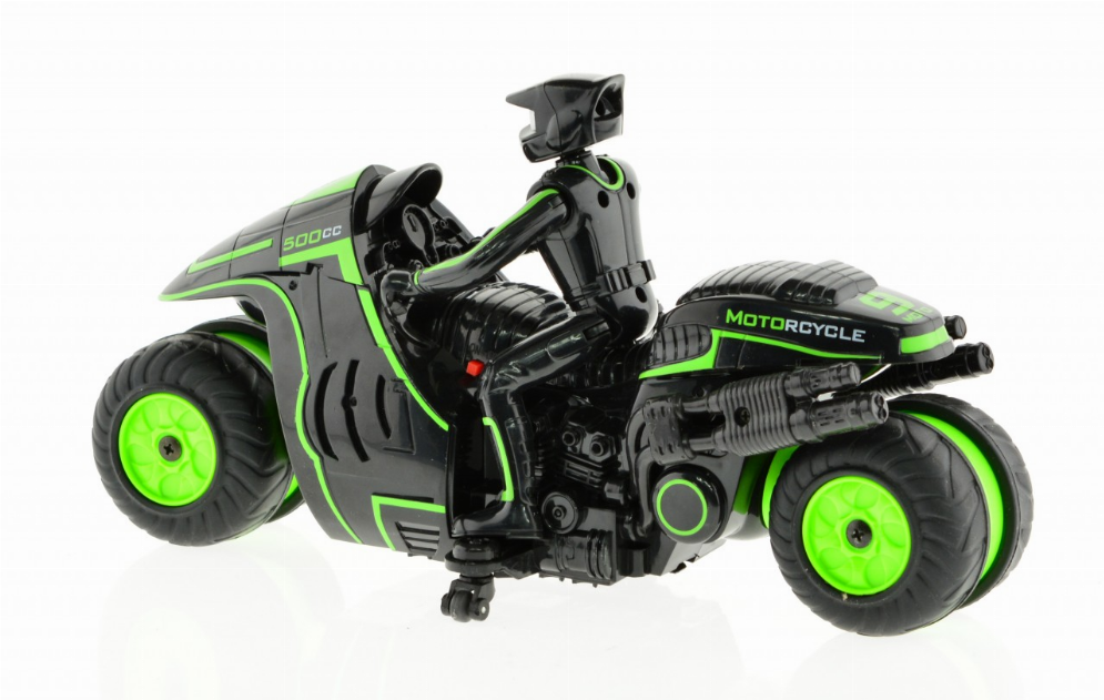 1:10 Scale Stunt MotoRCycle With 2.4 Ghz Remote Rechargeable Batteries - Green