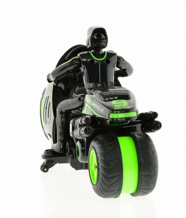 1:10 Scale Stunt MotoRCycle With 2.4 Ghz Remote Rechargeable Batteries - Green