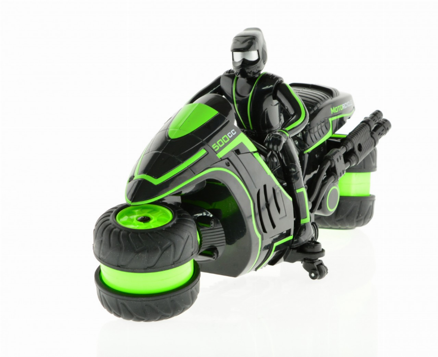 1:10 Scale Stunt MotoRCycle With 2.4 Ghz Remote Rechargeable Batteries - Green