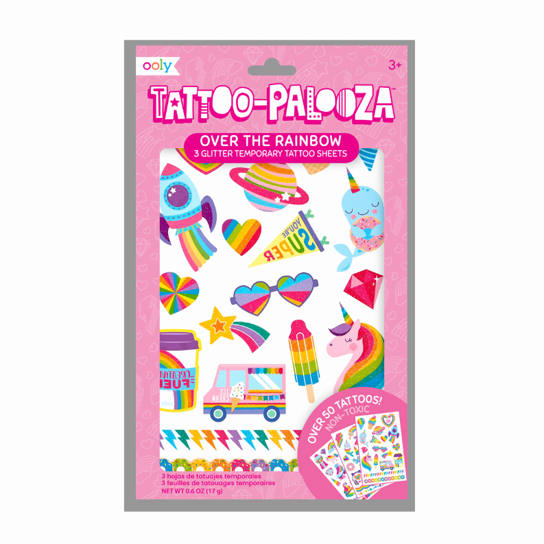 Tattoo Palooza Temporary Glitter Tattoo - 3 Sheets