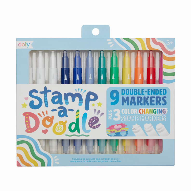 Stamp-A-Doodle Double-Ended Markers (Set of 12 with 9 Colors)