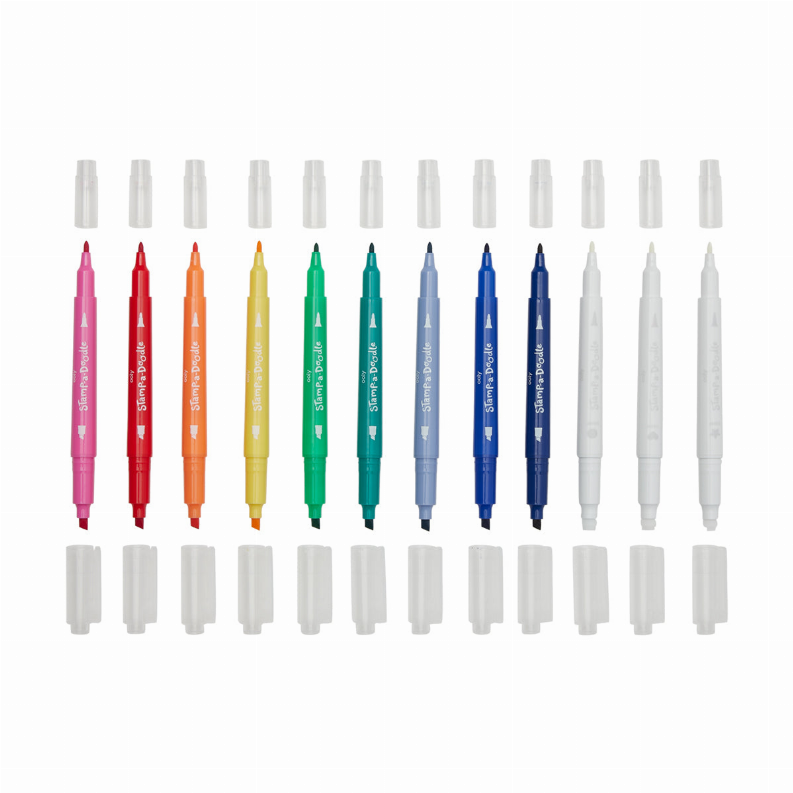 Stamp-A-Doodle Double-Ended Markers (Set of 12 with 9 Colors)