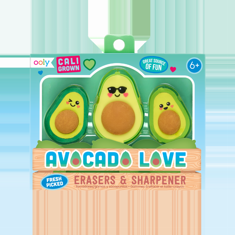 Avocado Love Eraser and Sharpener - set of 3