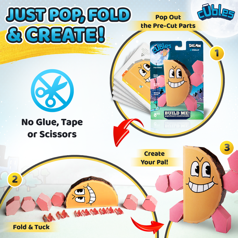CUBLES Toy Building Set, 3D Puzzle Meets Origami Kit, STEM Toys - The Dog Man Series