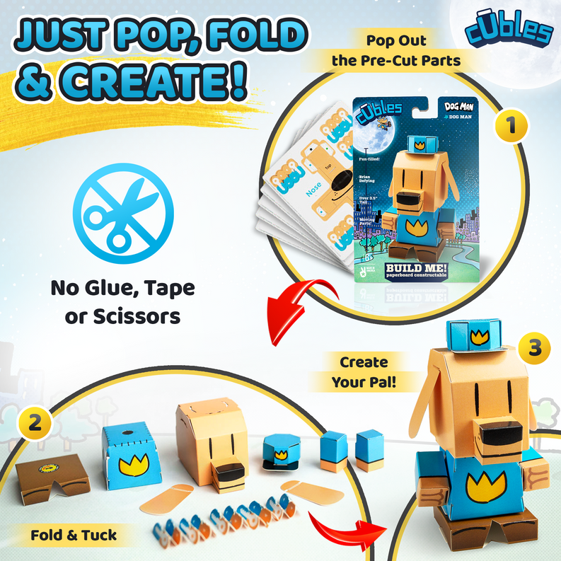 Dog Man | Build Your Own 3D Product Figures | Sturdy No Glue No Scissors Activity for Kids!