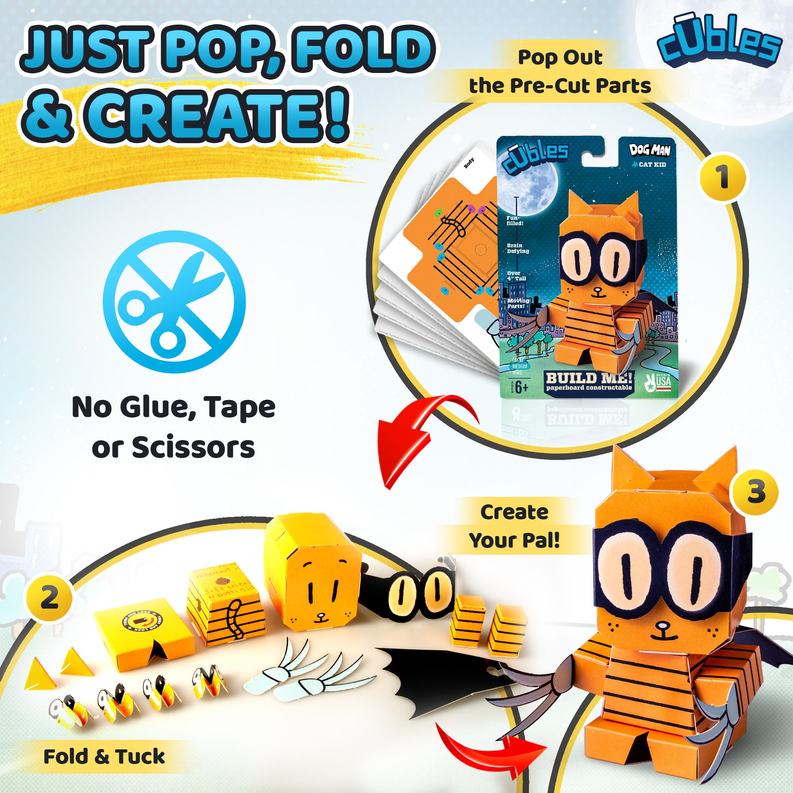 CUBLES Toy Building Set, 3D Puzzle Meets Origami Kit, STEM Toys - Cat Kid