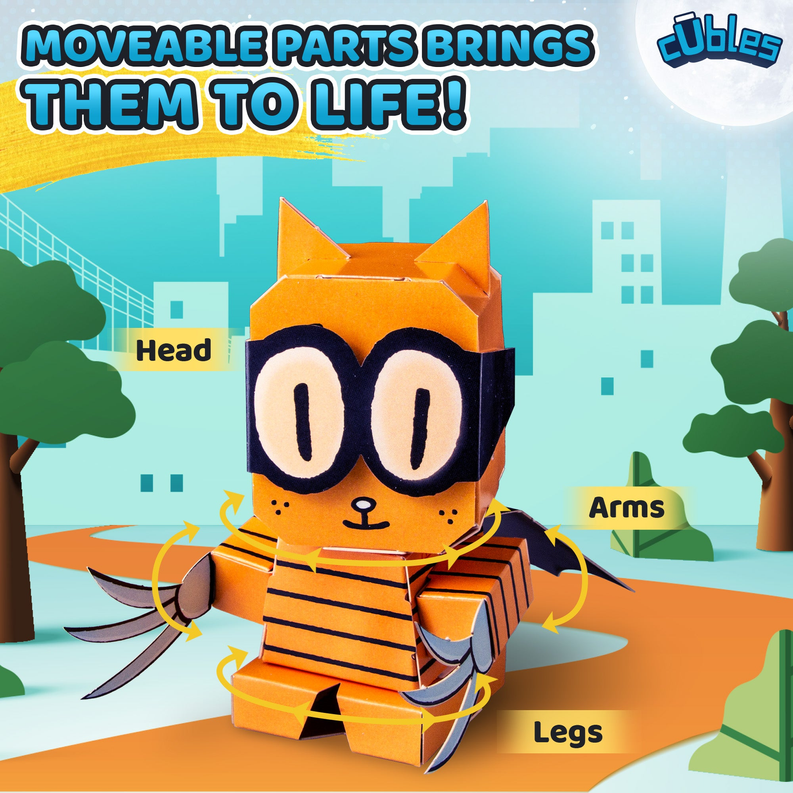 CUBLES Toy Building Set, 3D Puzzle Meets Origami Kit, STEM Toys - Cat Kid