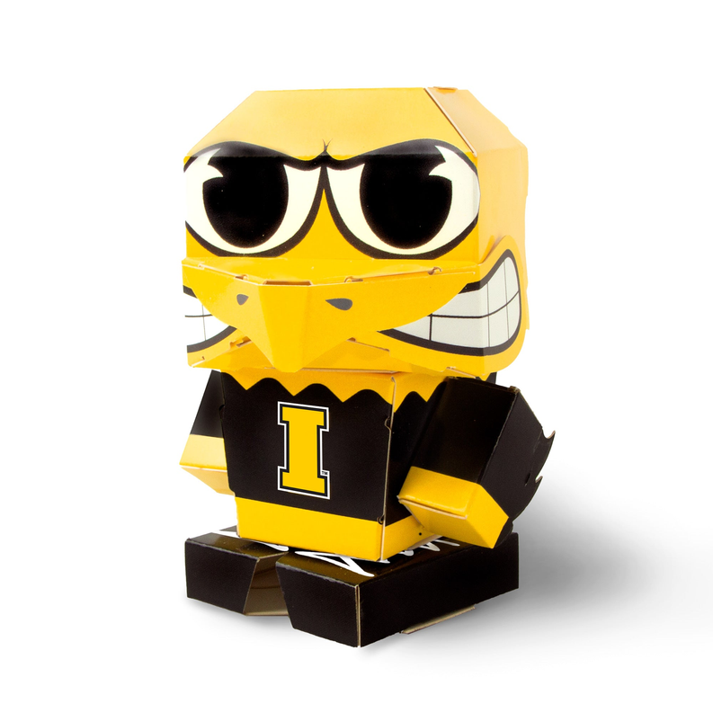CUBLES U of Iowa Herky 3D Paperboard Constructable | Build-Your-Own, Ages 6 and Up 100% Recyclable
