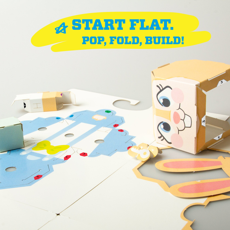 CUBLES 2022 Springy the Easter Bunny 3D Paperboard Constructable | Build-Your-Own, Ages 6 and Up - 100% Recyclable