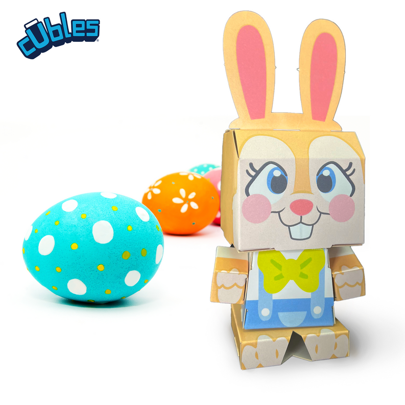 CUBLES 2022 Springy the Easter Bunny 3D Paperboard Constructable | Build-Your-Own, Ages 6 and Up - 100% Recyclable