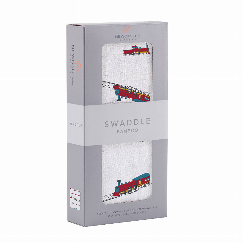 Vintage Steam Trains Bamboo Muslin Swaddle