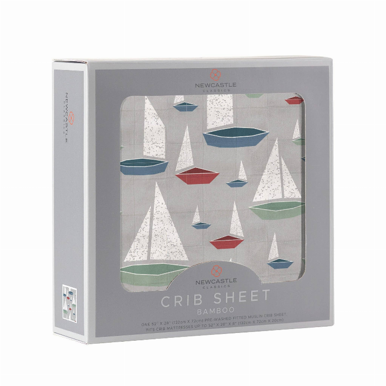 Marina Sailboats Bamboo Muslin Crib Sheet