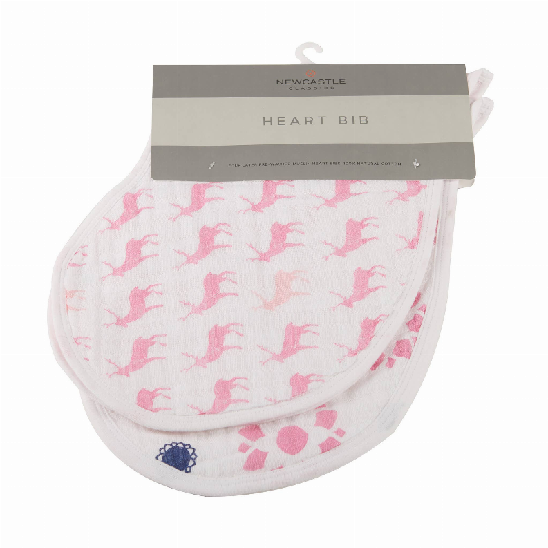 Pop of Pink Heart Bibs