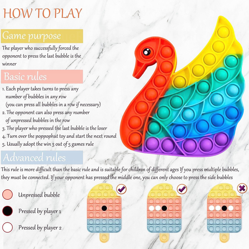 Push Pop Fidget Toys For Kids Swan