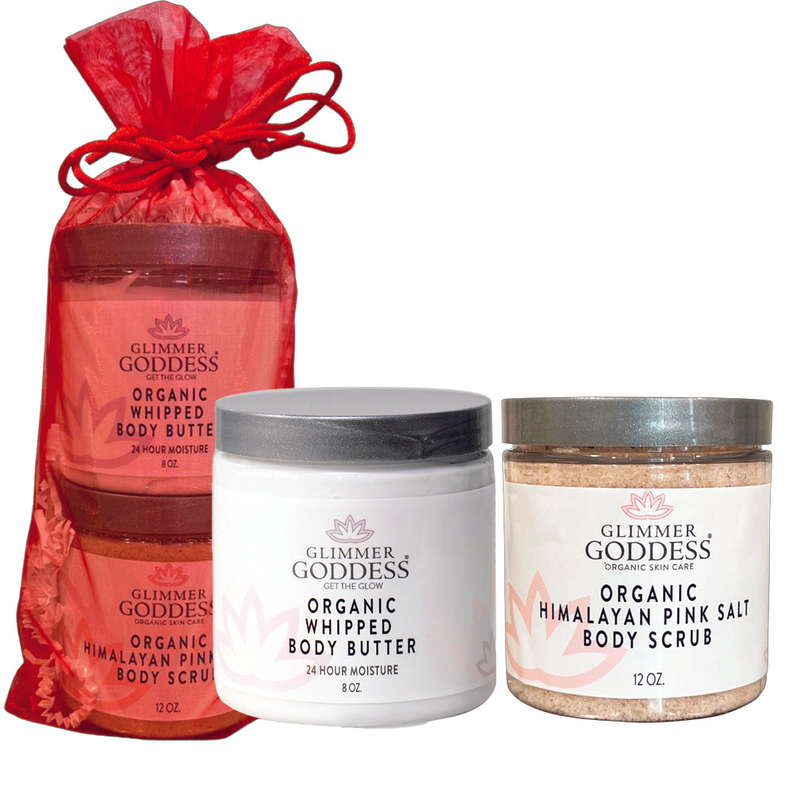 Organic Whipped Body Butter + Pink Salt Body Scrub Gift Set