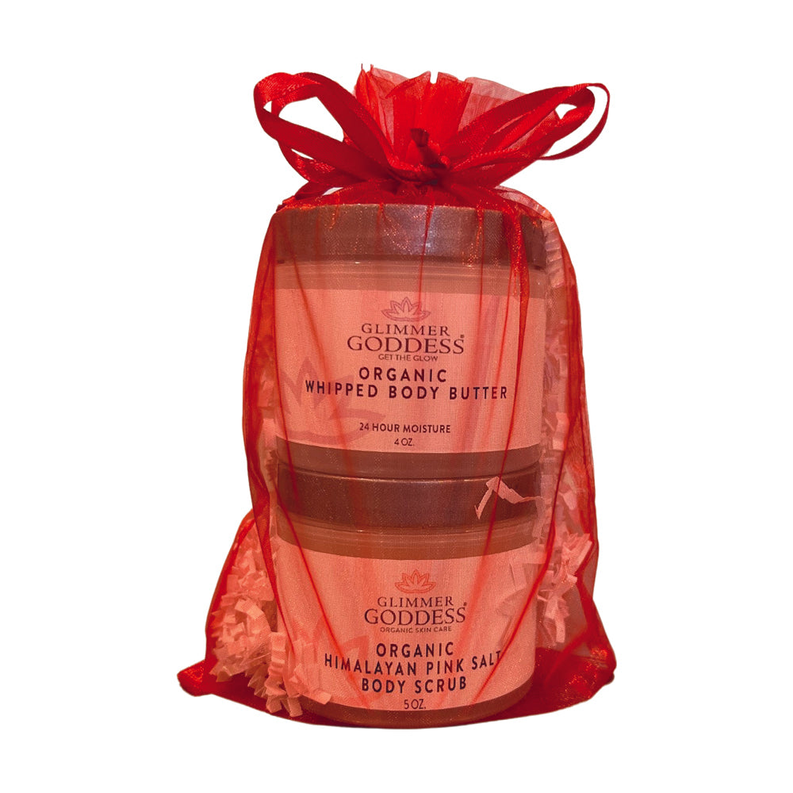 Organic Whipped Body Butter + Pink Salt Body Scrub Gift Set