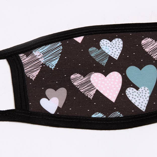 Black Hearts FLAT Face Mask