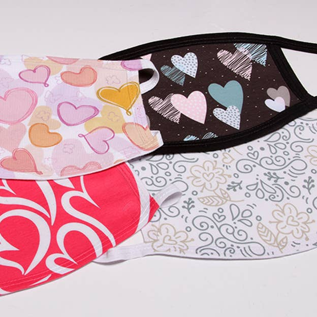 Black Hearts FLAT Face Mask