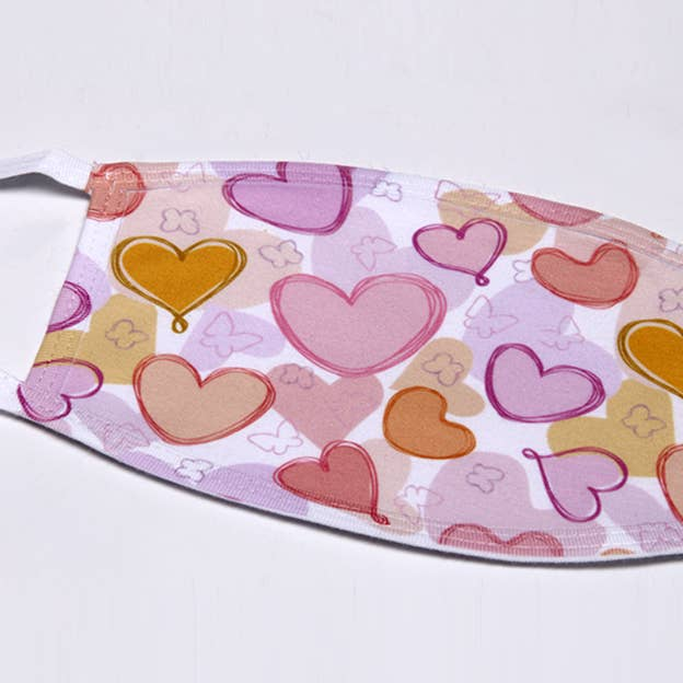 Pastel Hearts FLAT Face Mask