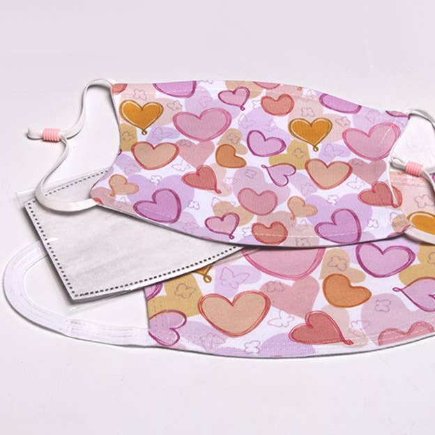 Pastel Hearts FLAT Face Mask