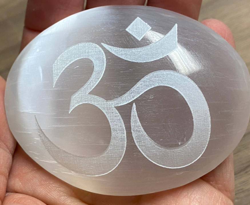 Engraved Selenite Aum / Om