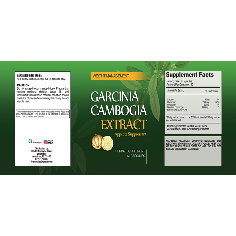 Garcinia Cambogia 800mg HCA Natural Appetite Suppressant (60 capsules)