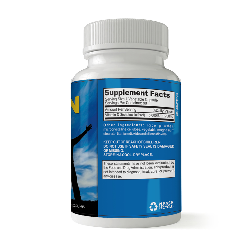 Totally Products High Potency Vitamin D3 5000 IU (Cholecalciferol) 90-Day Supply