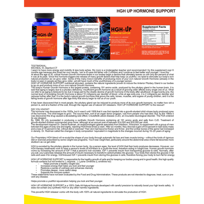 HGH UP Advanced Natural Hormone Helper with L-Arginine (60 capsules)