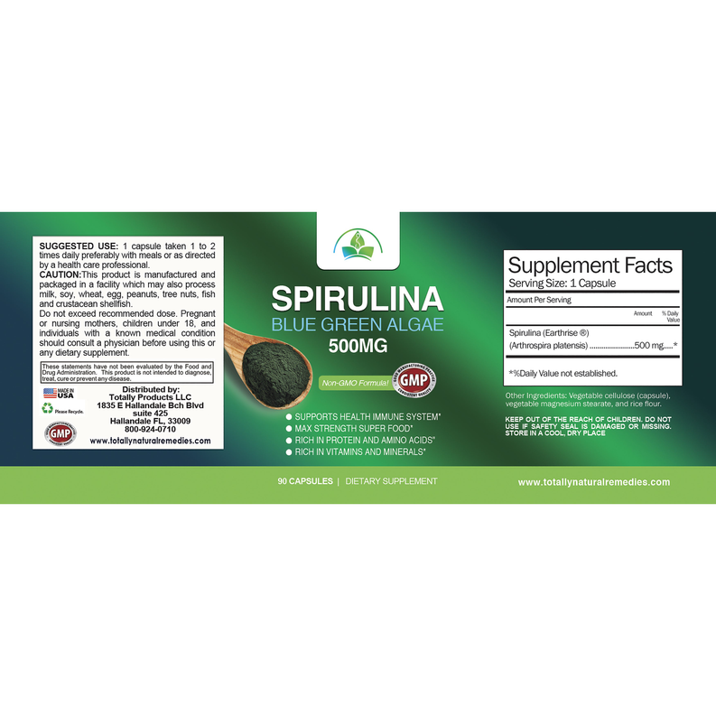 Spirulina 500mg with Blue Green Algea
