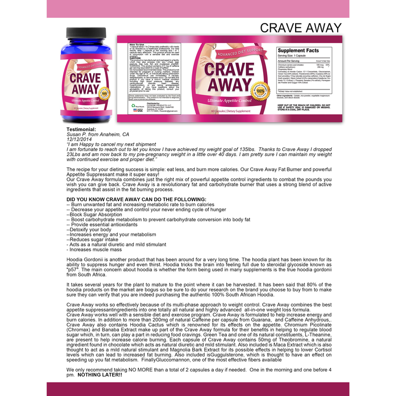 Crave Away Weight Control Extreme Dietary Supplement (60 capsules)