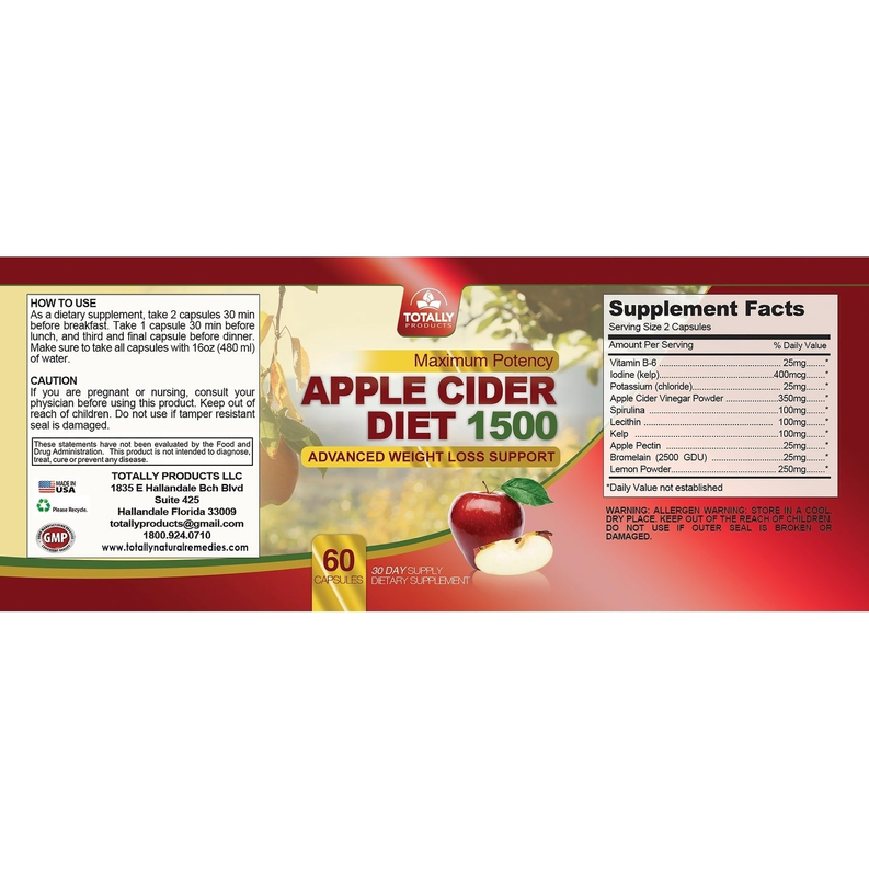 Apple Cider Vinegar Diet Capsule 1500 (60 capsules)