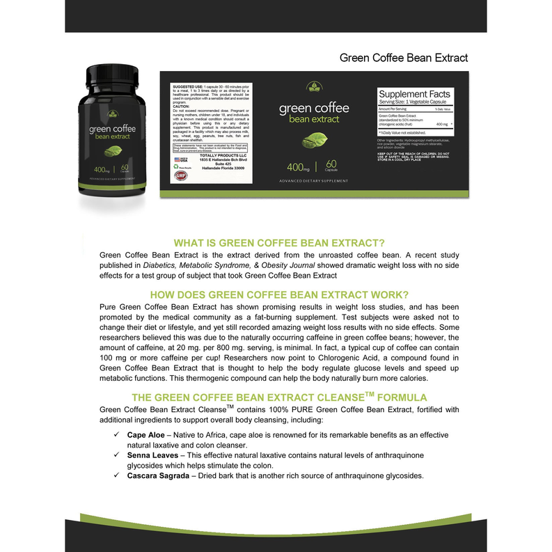 Green Coffee Bean Extract 400mg (60 Capsules)