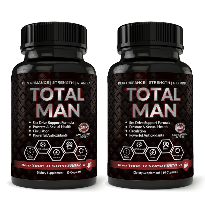 Total Man 1600mg-For increased Performance and Desire with Maca Root Powder, Tribulus & Tongkat Ali-Natural aphrodisiac and Libido booster (60 Capsules)