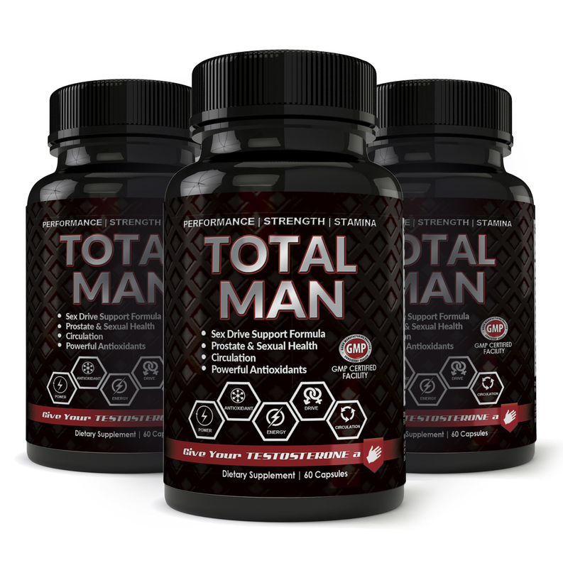 Total Man 1600mg-For increased Performance and Desire with Maca Root Powder, Tribulus & Tongkat Ali-Natural aphrodisiac and Libido booster (60 Capsules)