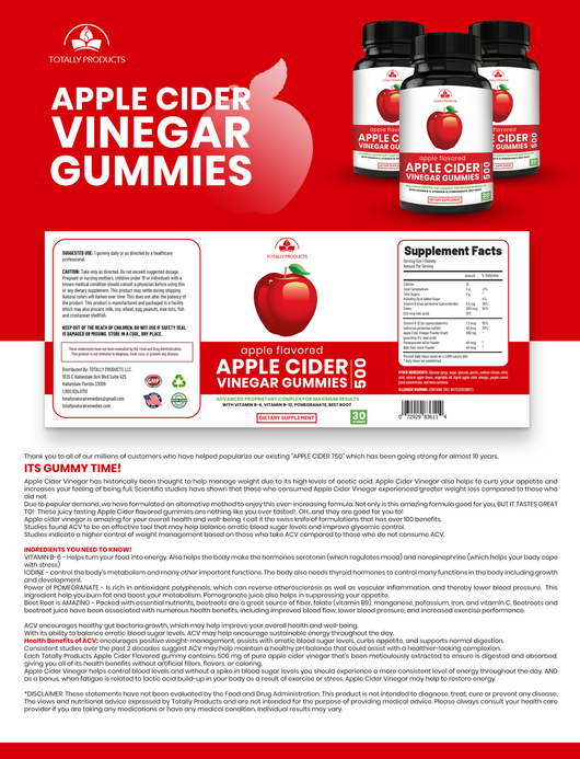 Apple Cider Vinegar Gummies with Pomegranate, Beet Root And Vitamin B6 (3 bottles)