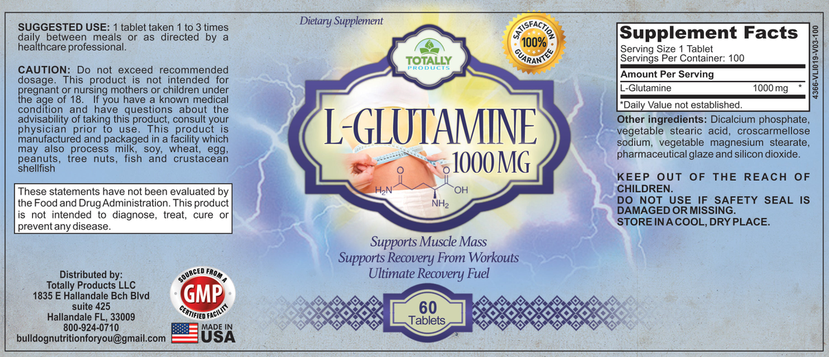 Totally Products L-Glutamine 1000mg tablets