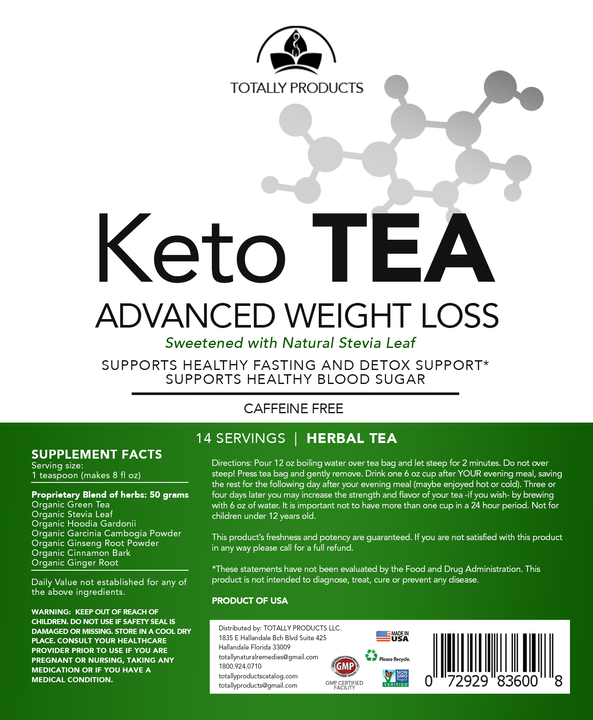 Keto Tea for Fasting - High Performance - Caffeine Free- Weight Management (Naturally Sweetened)