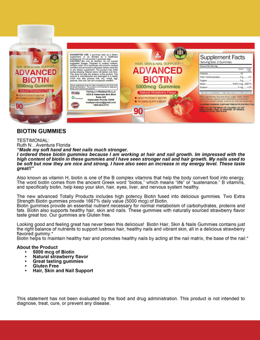 Advanced Biotin Gummies 5000mcg (90 gummies)