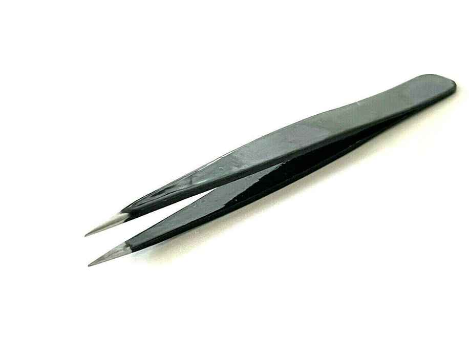 Eyebrow Multi Purpose Tweezers Pointed Tip Black Color Stainless