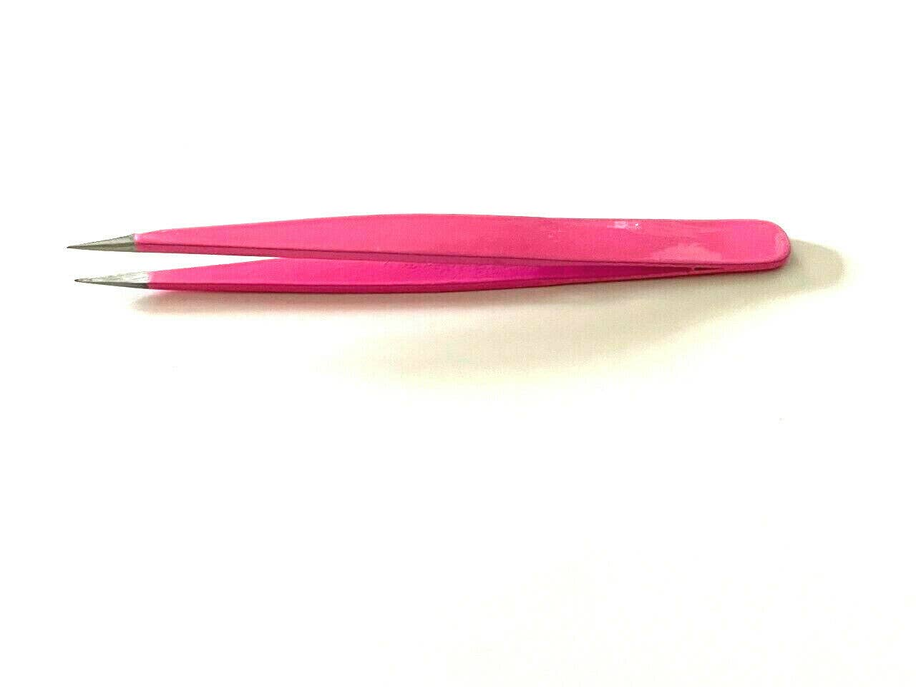 Eyebrow Grooming Multi Purpose Tweezers Pointed Tip Pink Color Stainless