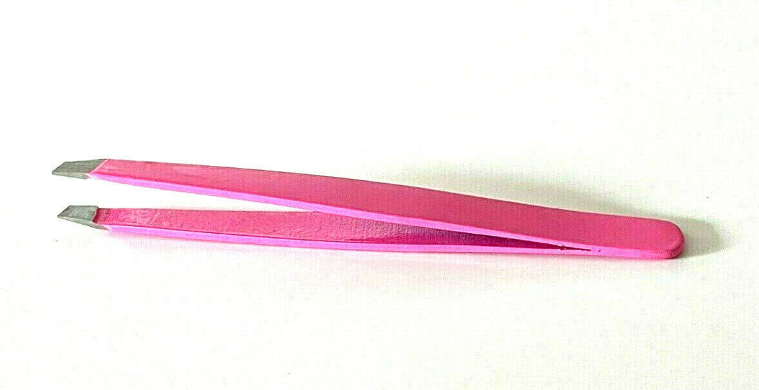 Eyebrow Grooming Hair Removal Tweezers Slanted Tip Pink