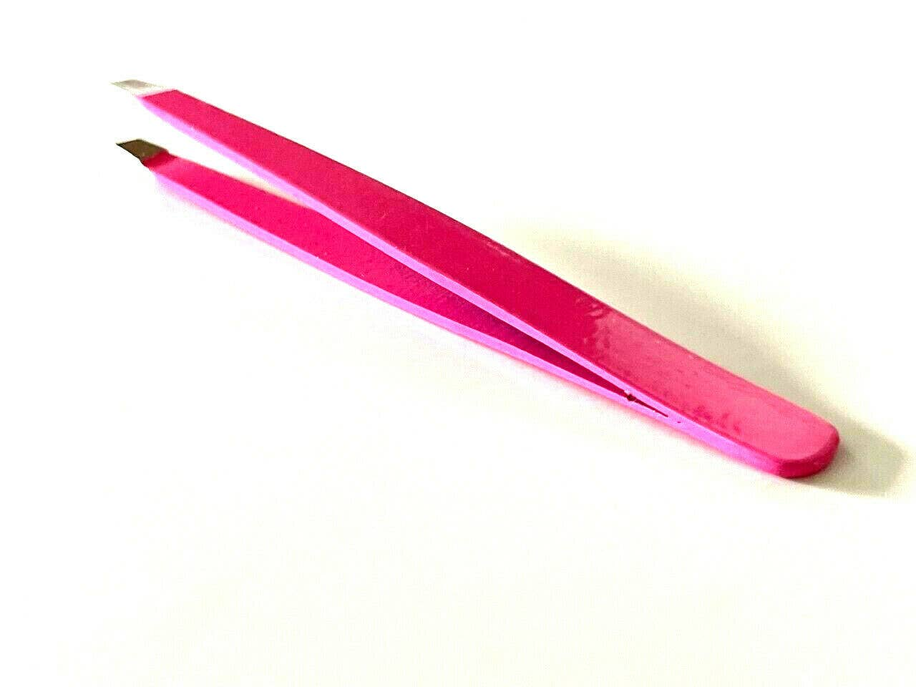 Eyebrow Grooming Hair Removal Tweezers Slanted Tip Pink
