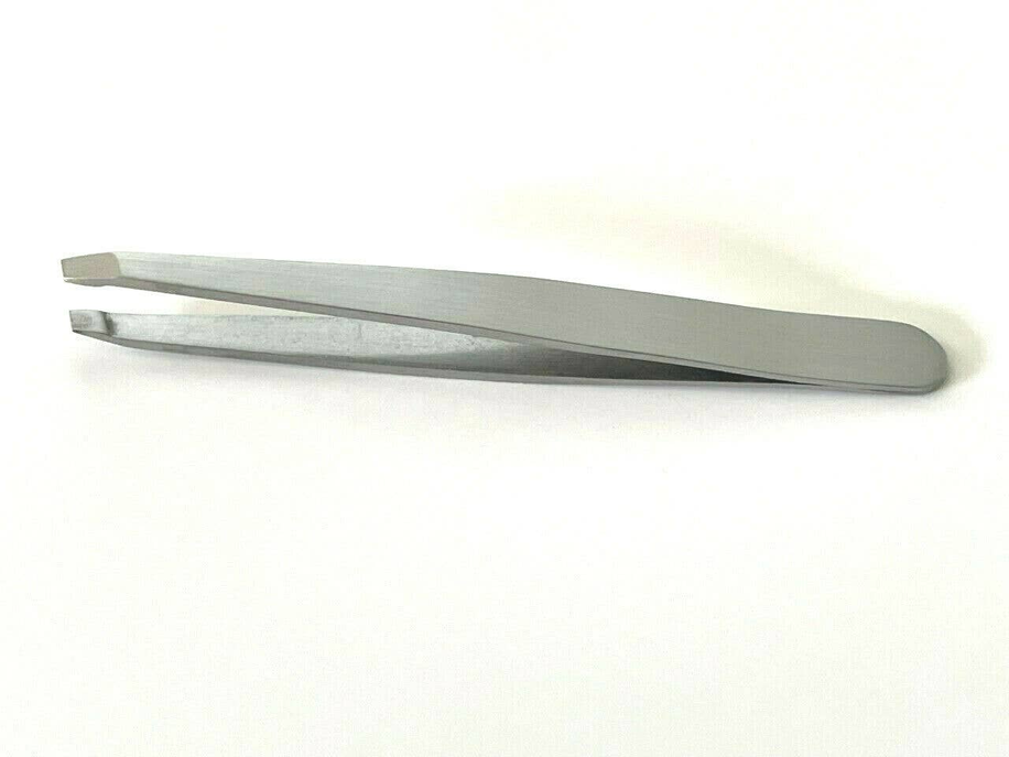 Eyebrow Grooming Hair Removal Tweezers Slanted Tip Silver