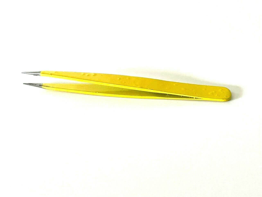 Yellow Eyebrow Hair Removal Multi Purpose Tweezers Pointed Tip