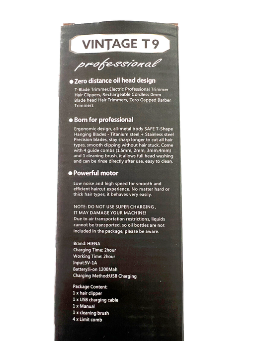 Men's Rechargeable T-blade Trimmer Hair Clipper Professional