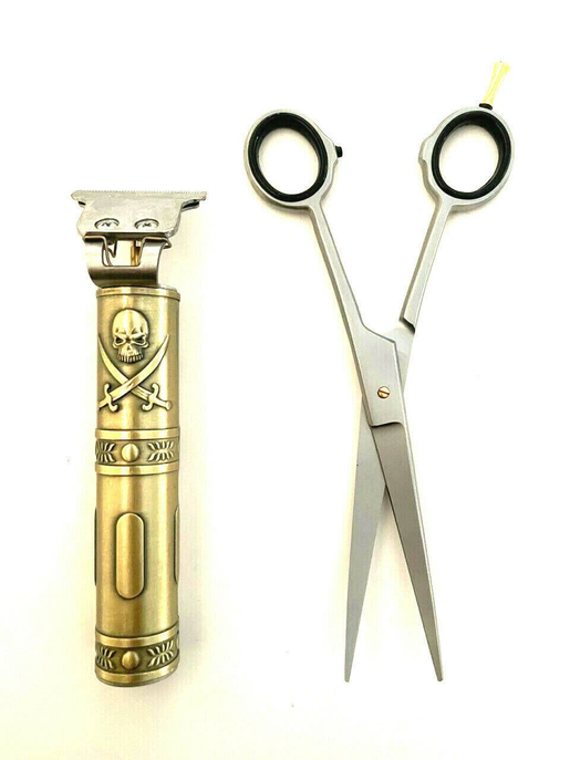 Professional Quality Size Curved Hashir's Scissors Shears + Cordless Shaving Hair Clipper Trimmer
