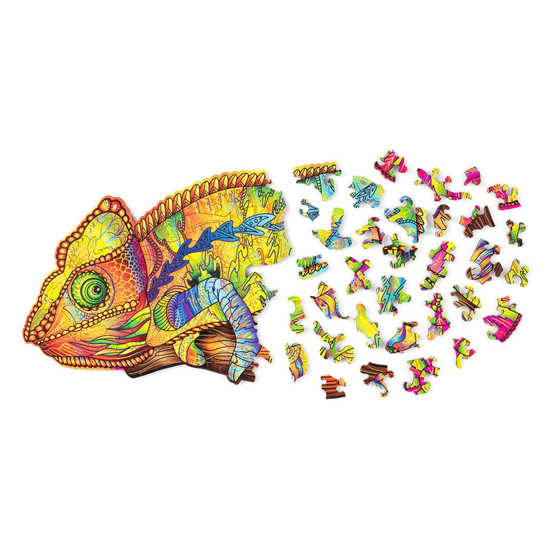 Wood Trick Colorful Chameleon Unique Shaped Puzzle
