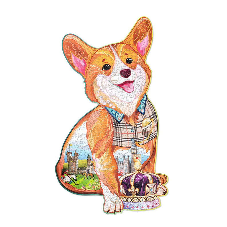 Wood Trick Great Corgi Unique Shaped Puzzle