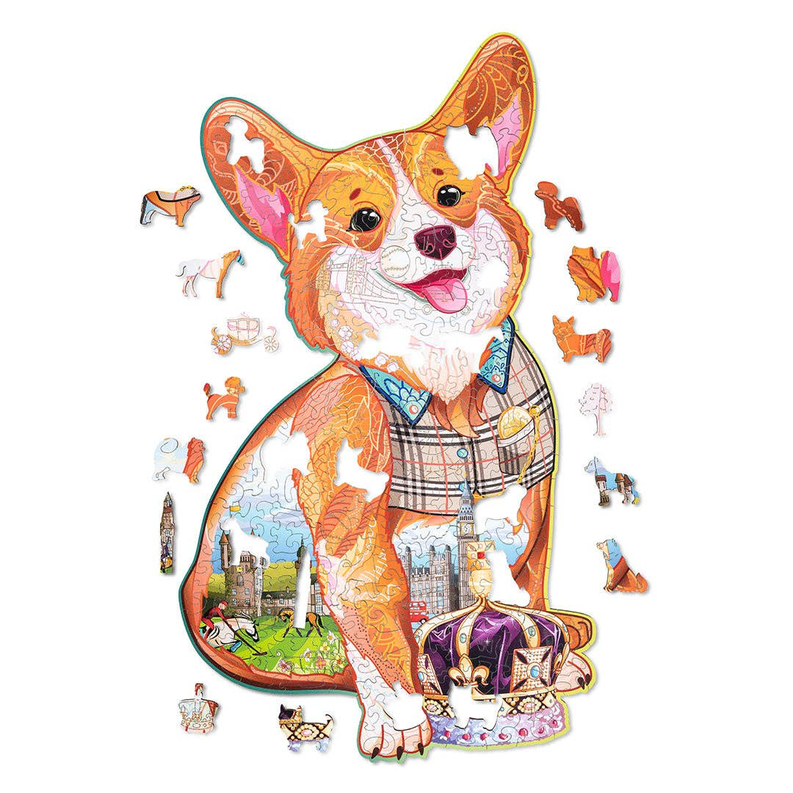 Wood Trick Great Corgi Unique Shaped Puzzle
